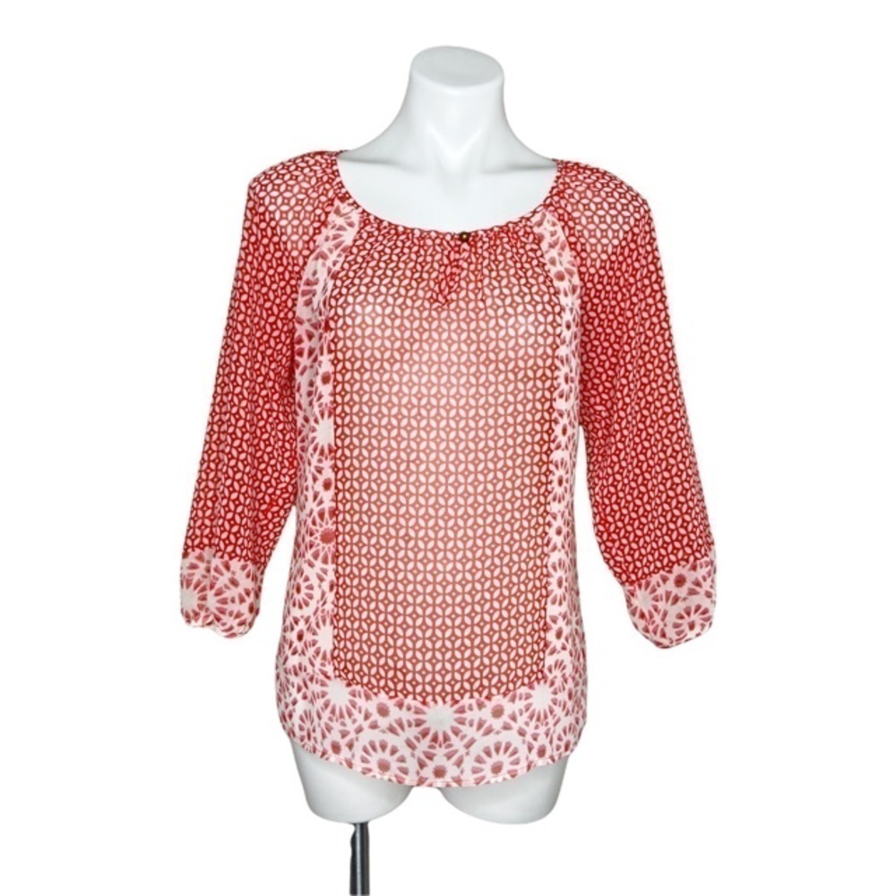 Banana Republic Red Sheer Top Blouse Size XS